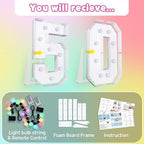 Marquee Numbers 50th Birthday Decoration: Colorful 3FT Large Light Up 50 Year Old Birthday Decorations Anniversary Backdrop Cardboard Sign 18 Colors Number 50 Mosaic Balloon Frame