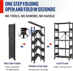 WORKPRO 5-Tier Folding Shelf, No-Assembly Metal Storage Rack with Wheels, 750 lbs Capacity (with Leveling Feet), Collapsible Shelving Unit for Kitchen, Pantry, Bathroom & Closet Organization