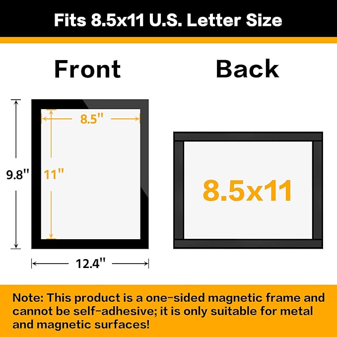 10-Pack Magnetic Sign Holders 8.5 x 11 - Magnetic Frames for Fridge & Metal Surfaces - Document & Paper Display Holders, Picture/Poster/Photo Frames for Home, Office, Classroom