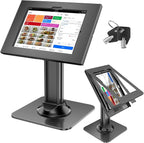 AboveTEK Anti-Theft iPad Kiosk Stand, POS iPad Security Stands, Aluminum Locking Tablet Stand with Heavy Duty Base, 360° Swivel & 75° Tilt, Retail Desk Mount for Business & Commercial Use (Black)