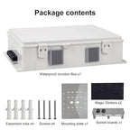 Outdoor Electrical Junction Box with High Power Outlet, ABS Water Resistant Enclosure with Internal Mounting Panel & Hinged Cover. (18.1" H* 12.6" L* 4.3" W & Outlet)