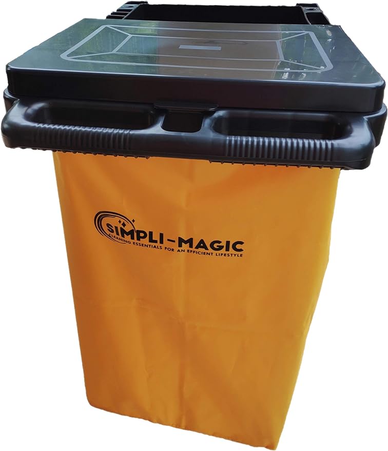 SIMPLI-MAGIC Janitorial Cart, 330 lbs Capacity – 3-Shelf Commercial Housekeeping Cleaning Cart on Wheels, 25 Gallon Bag with Lid – Stable, Smooth Movement
