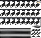 BravsekH Type LED Track Lighting Heads Kit, 24 Heads 6000K Cool White with 26.22FT Track Rail, 20W 2700lm High Brightness, Angle Adjustable Track Light