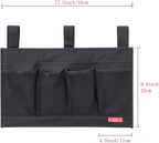 Hanging Bedside Caddy, Bedside Storage Organizer for Magazine, Phone, Remote control (6 Pockets-Black)