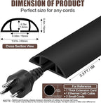 Floor Cord Cover Self Adhesive Cord Hider,3.3FT Cable Management, Extension Strip Protector for Wires, Prevent Cable Trips for Offices, Gyms, Exhibitions Cavity:0.51"(W) x 0.3"(H) Black