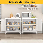 Metal Sideboard Buffet Cabinet with Storage,33 Inch Coffee Bar Cabinet with Adjustable Shelf, White Kitchen Sideboard Cabinets for Dining Room, Living Room