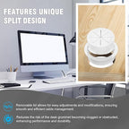 2" White Desk Grommet, JTemgle Flexible Cable Grommet with Bi-Metal Hole Saw Plastic Cable Hole Cover Wire Organizer Caps Desktop Cord Management for Home Office TV Stands Tabletops, 13 Pieces