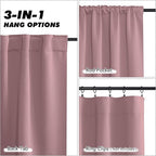 KGORGE 45 inch Curtains for Small Window, Privacy Thermal Insulated Curtains Noise Reducing Window Drapes for Bedroom Dining Room, Back Tab Rod Pocket, W52 x L45 inches, Dusty Rose, 2 Panels