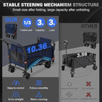 LEVELEVE Heavy Duty Folding Wagon - 2-in-1 Collapsible Cart, 650lb Capacity, All-Terrain Wheels w/Brakes & Side Pockets