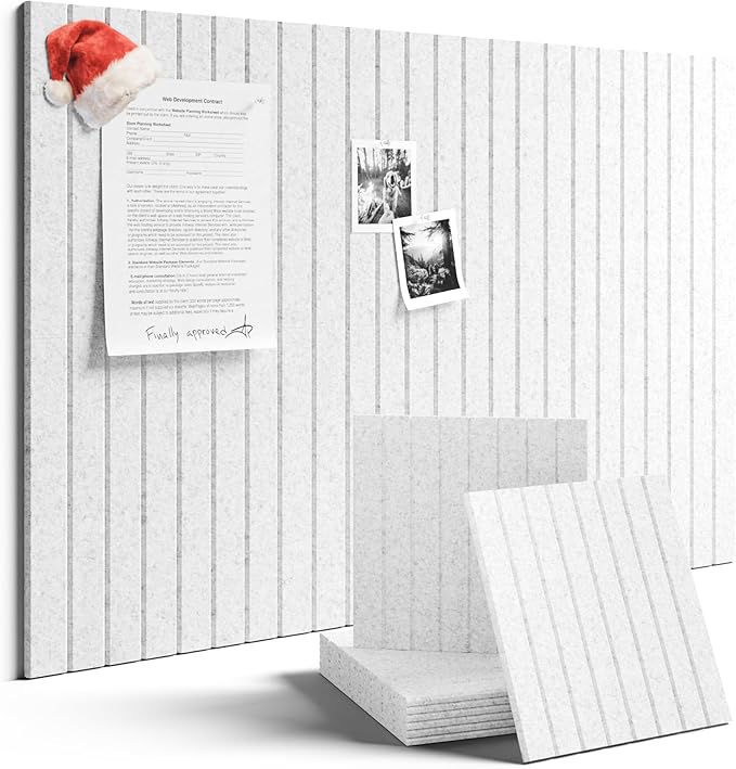 Large Felt Bulletin Board 48" x 36" Cork Board Alternative - 6 Pack with 40 Safe Removable Adhesive Tabs, Cork Boards for Walls for Home Office Classroom Pin Board-Light Gray