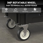 2 Shelf Heavy Duty Plastic Utility Cart, Service Cart Tub Storage W/Deep Shelve Holds up to 1000 lbs, Rolling Utility Cart with 360°Swivel Wheels, Work Cart for Warehouse, Garage, Cleaning