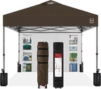 Best Choice Products 10x10ft Easy Pop Up Canopy w/Side Wall, 10 Pockets, Portable Carrying Case, 1-Button Setup, 4 Weight Bags - Brown