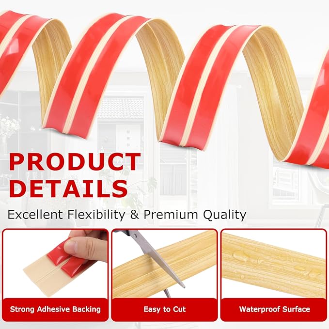 Flexible Wall Corner Protector Moulding Trim Peel and Stick Wall Corner Guards Edge Protector Self Adhesive Molding Trim Strip for Edge Ceiling (Original Wood Grain, 2.4 in x 10 Ft)