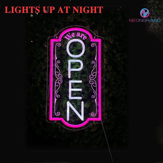 Vertical open sign Vertical Open Led Sign Neon Sign business window light vertical open signs for business (Mix color 2 LARGE SIZE 30x16")