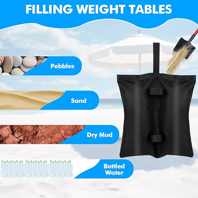 16 Pack 400 LBS Canopy Weight Bags for Canopy Tent Heavy Duty Leg Canopy Weight Sand Bags Black Canopy Support Frame Fixed Sandbag Windproof Sandbag for Patio Umbrella Base Sun Shelter