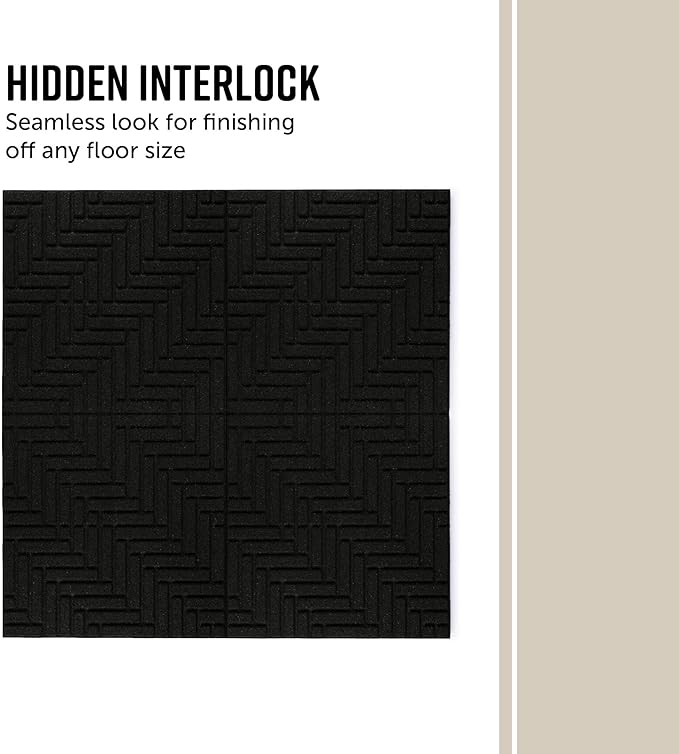 Playsafer Herringbone Rubber Interlocking Tiles | 16 X 16 | Easy Install for Indoor and Outdoor Use (Black, 1 Tile)