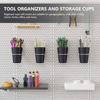 Garneck 5 Sets Pegboard Cup and Hook Organizer Set for Garage Workshop Office Black Pegboard Accessories with Sturdy Load-Bearing Cups for Small Tool Storage Easy No-Drill Installation for