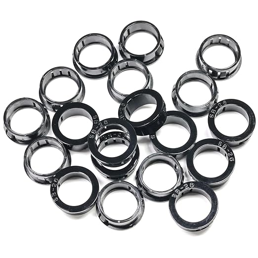 20 pcs Black Snap Bushing 1" (26 mm) Mounting Diameter, Plastic Cable Hole Grommets for Wiring, Round Nylon Snap in Locking Electrical Wire Cord Hose Tubing Bushings Grommets Protectors