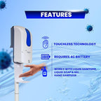 Kingdom Elite Series Automatic Touchless Hand Sanitizer Dispenser with Three Adjustable Dosage Settings Plus a White Metal Stand for Your Liquid and Gel Hand Sanitizers (Plain/Non-Personalized)