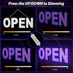 Open Sign for Business, 30"x10" Dimmable Large LED Open Signs with Hanging Installation for Bar Pubs Store Restaurant Office Hotel Salon Red & Blue
