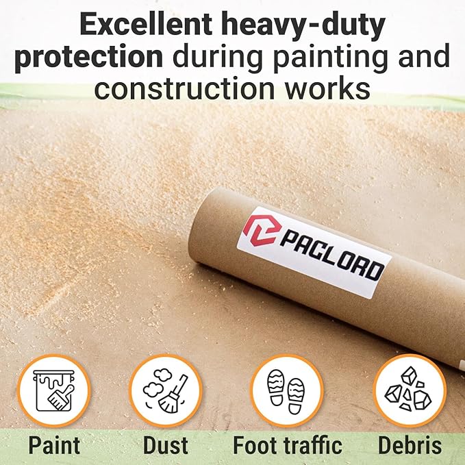 18" x 1992" (166’) Brown Rosin Paper Roll - Made in USA Thick Heavy-Duty 7 mil Masking Paper for Surface Protection from Paint, Dust, Foot Traffic - Paint Floor Covering