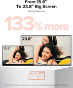 Portable Monitor 4K 23.8", 3840x2160 UHD 24" QLED Large Monitor, 400 Nits | 100% DCI-P3 | USB-C & HDMI | VESA & Kickstand | Second Screen for Computer, Mini PC, Game Consoles