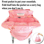 Love&go Soft Pillow Attached 2-in-1 Shopping Cart and High Chair Cover for Baby, Cotton Padded Cart Cover, Fold'n Roll Style, Portable with Carry Bag (Pink Fish)