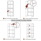 Crofy No Assembly Folding Bookshelf for Living Room, 4 Tier White Collapsible Book Shelf for Home Office, Portable Bookcase Storage Organizer
