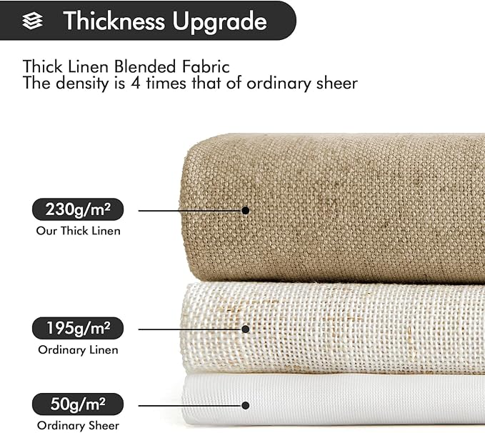 MIULEE Non-See-Through Privacy Linen Curtains 2 Panels, Light Filtering Window Curtains Farn House Textured Back Tab Semi Sheer Drapes for Bedroom Living Room, 52 x 84 Inches Long, Copper Brown