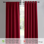 PONY DANCE Thermal Curtains 84 Inches - Window Coverings Privacy Protect Rod Pocket Top Solid Color Room Darkening Curtain Home Decoration for Bedroom, 52 x 84 in, Red, 2 PCs