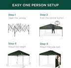 Best Choice Products 10x10ft Easy Pop Up Canopy w/Side Wall, 10 Pockets, Portable Carrying Case, 1-Button Setup, 4 Weight Bags - Dark Green