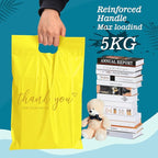 JinRuiKJ Poly Mailers with Handle 14.5x19 Inch 50 Pcs, Easy to Carry Packaging Bags for Small Business, Thank You Shipping Bags with Self Adhesive Strip, Tearproof and Waterproof - Yellow