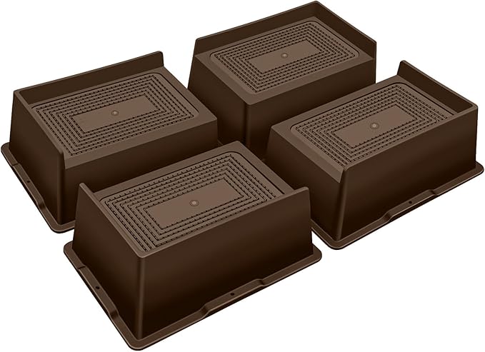 Bed Risers 3 Inch Heavy Duty,Oversized Couch Risers, Extra Wide Furniture Risers for Sofa Table Desk Headboard Chair Lifting,Rectangle Risering Blocks Support 6000 lbs(4 Pack Brown)