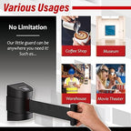 DuraSteel Wall Mount Crowd Control Retractable Belt Barrier - 9.2 Ft Black Retractables Barrier Belt w/ABS Casing Do Not Enter Crowd Control Barriers Line Divider NOT Stanchions with Retractable Belts