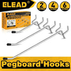 ELEAD 66-Piece 2/4/6 Inch Pegboard Hooks, Heavy Duty Peg Board Organizer Accessories, Peg Board Tool Hangers Fit for 1/4" and 1/8" Pegboard Hanging Tools Garage, Workshop, and Craft Storage