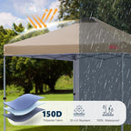MASTERCANOPY Durable Pop-up Canopy Tent with 1 Sidewall (10'x10',Khaki)