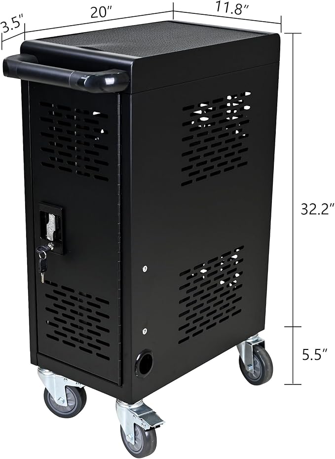 Laptop and Tablet Charging Cart, 16 Unit Device Mobile Charging Station for Chromebook, Tablet, Laptop, with Charging Port Screen Size Up to 16.3", Suitable for Office, Classroom, etc (Black)