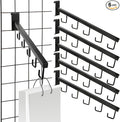 6 Pack Gridwall Waterfall Faceout with 5 Hooks, 16.5 Inch Gridwall Waterfall Hangers, Square Straight Arm Hooks for Wire Grid Retail Clothing Display, Slat Wall Accessories
