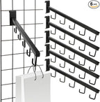 6 Pack Gridwall Waterfall Faceout with 5 Hooks, 16.5 Inch Gridwall Waterfall Hangers, Square Straight Arm Hooks for Wire Grid Retail Clothing Display, Slat Wall Accessories