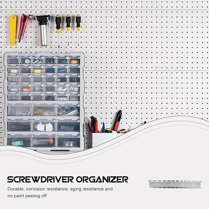 Pegboard Hanging Hook Tool Display Shelf Rack for Screwdriver Organizer Household Pegboard Rack for Wall-Mounted Tool Storage Easy to Install Hardware Hanging Hook for Home and