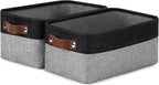 DULLEMELO Small Storage Baskets for Organizing - 11.8x7.9x5.1 inch Collapsible Storage Bins Set of 2 cloth storage bins for organizing Books and towel storage (Black&Grey)