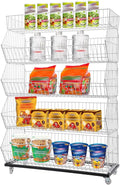 5 Tier Retail Display Rack, Rolling Storage Rack 5 Layers 35.43*16.93*53.54in Metal Display Shelf Fruit Vegetable Snack Basket Storage Supplies for Home Store Market (White, 90*43*136cm)