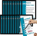 8.5x11 Magnetic Sign Holder Wall Mount,Self-Adhesive Plastic Display Frames,Clear PVC Sign Holder with Magnet Strip Border for Window/Door/Fridge/Document Notice Paper(24Pcs,Black)