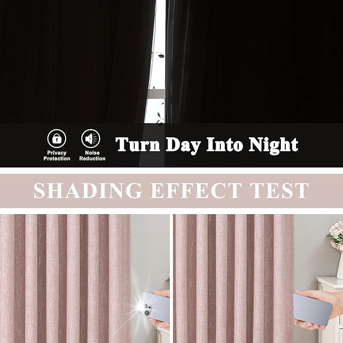 Vision Home Pink Pinch Pleated Full Blackout Curtains Room Darkening Window Panels 84 inch for Girls Bedroom Living Room Thermal Insulated Pinch Pleat Pink Drapes with Hooks Back Tab 40" Wx84 Lx2