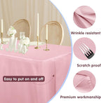 HolidayIdeas 2 Pack Fitted Pink Tableclothes - 48 x 24 Inch - Rectangle Tablecloths for 4 Foot Tables, Polyester Fabric Table Covers for Parties, Baby Shower, Wedding, Trade Show