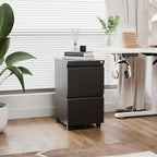2 Drawer Metal File Cabinet with Lock, Rolling File Cabinets with Lock for A4/Legal/Letter Size, Under Desk Filing Cabinet for Home Office Assembly Required（Black）