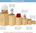 Jetec Hexagonal Jewelry Display Risers Hexagonal Market Display Risers Stands Acrylic Showcase Acrylic Stand for Jewelry Model Figures Decoration, 6 Sizes(Woodgrain,12 Pieces)