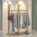 Gold Clothing Racks, Metal Clothes Rack with 6 Straight Arms, Freestanding Garment Rack for Hanging Clothes Heavy Duty, 46" to 63" Adjustable Height Retail Clothing Rack for Boutiques Display