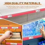 Spiareal 50 Pcs 47.8 x 1.38 Inch Shelf Label Strips Adhesive Back Stick on Data Price Tag Holder Clear PVC Adhesive Ticket Channel for Supermarkets Convenience Shops (Red)