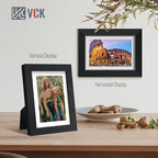 VCK 5x7 Picture Frame Set of 2 - Black, Textured Exclusive Wooden Photo Frames with HD Glass | Matted to 4x6 or 5x7 without Mat | Table Display or Wall Hanging